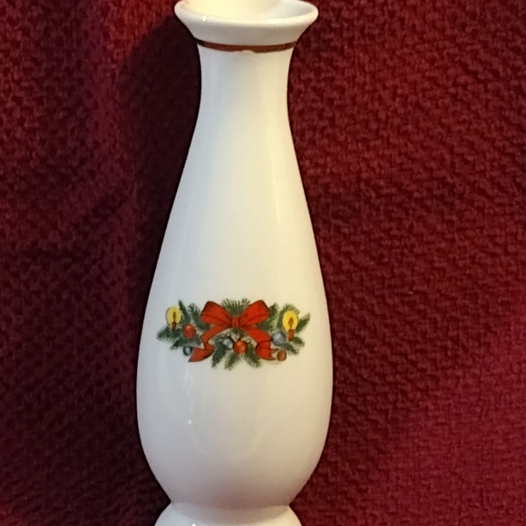 Jamestown China White Vase with Christmas Tree Design Japan - Picture 2 of 9
